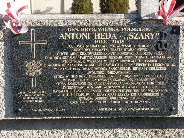 Tablica poświęcona pamięci Antoniego Hedy ps. „Szary”